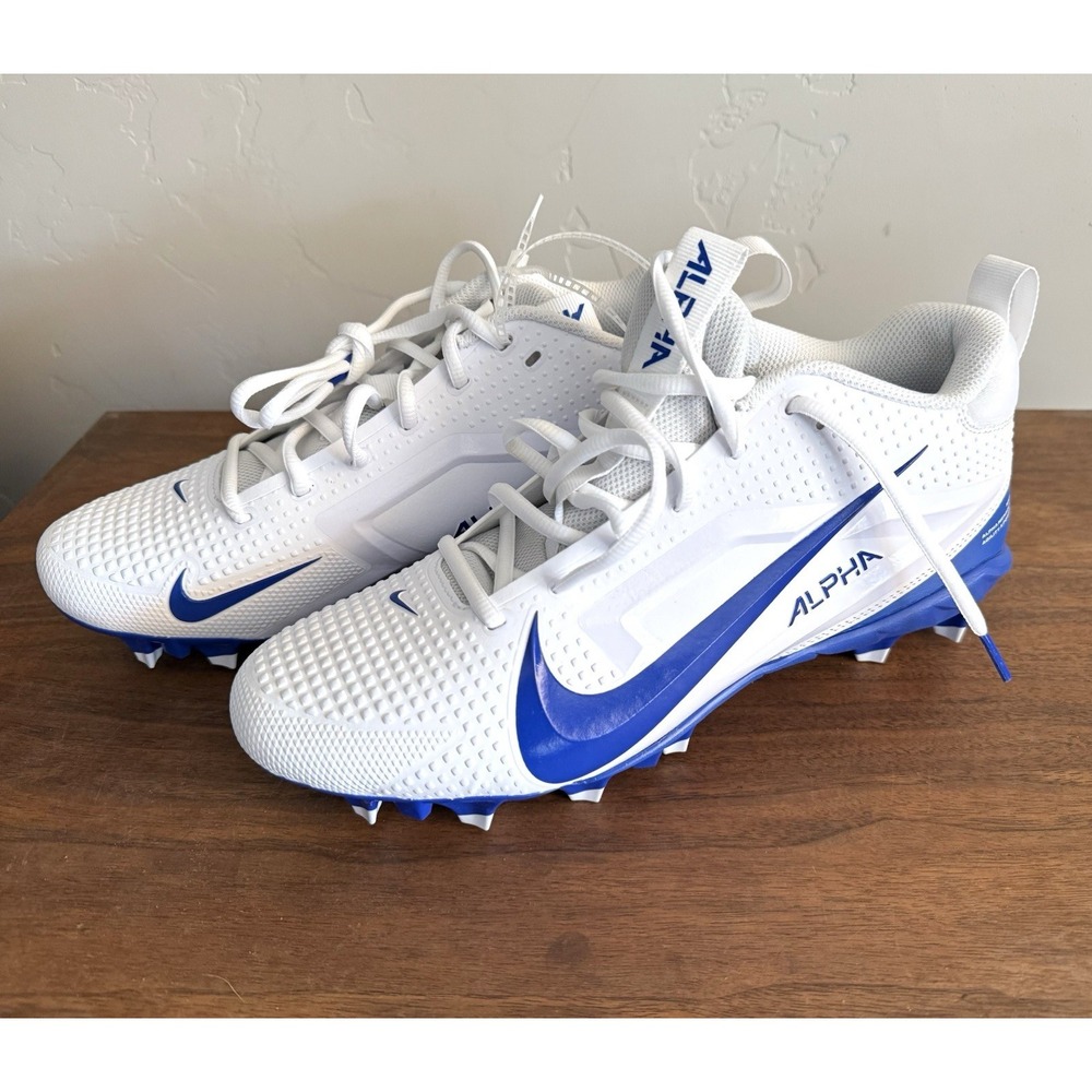 NIKE Alpha Menace 4 Pro Football Cleats FD7037-103 White Royal Blue Size 9.5
